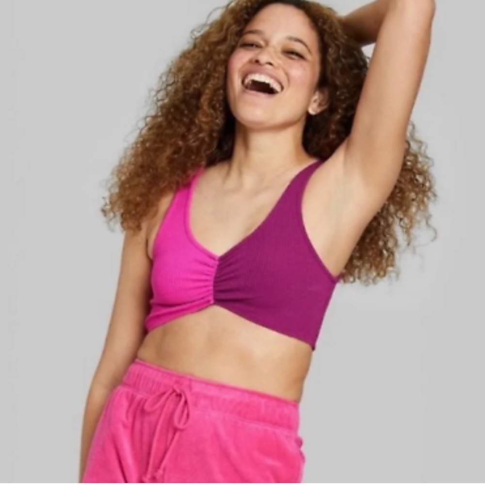 NWT wildfable pink two toned crop top size Large